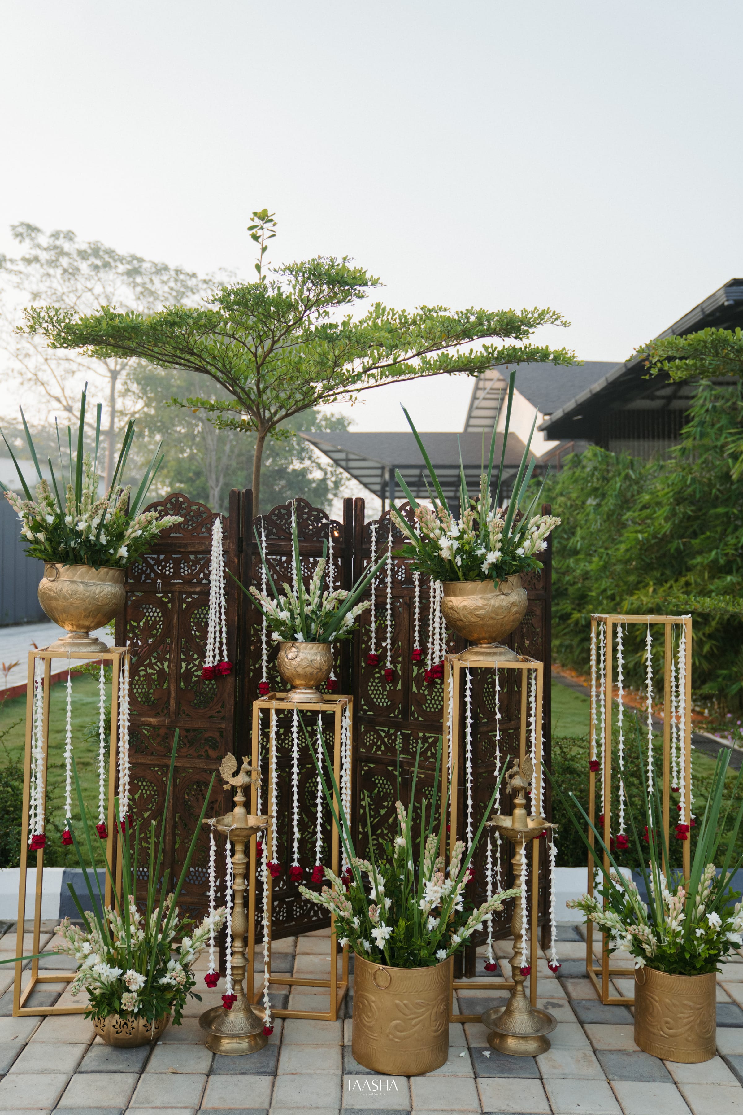 Indian wedding celebration stage setting by Backdrop by Sakshi