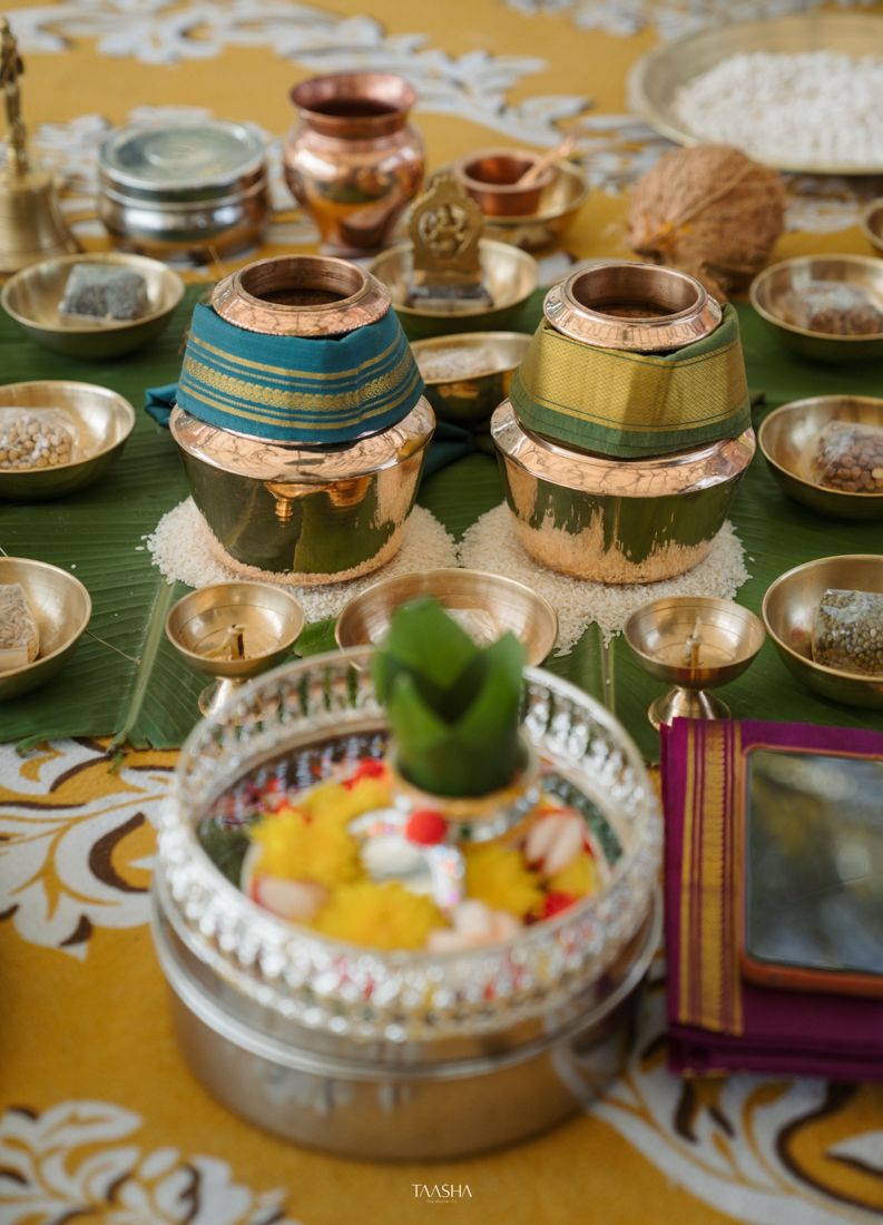 Traditional ritual brass and copper vessels